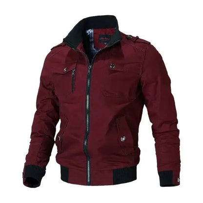 Mens Bomber Jacket Windbreaker Coat Stand Collar Slim Fit Solid Spring Autumn Casual Outerwear