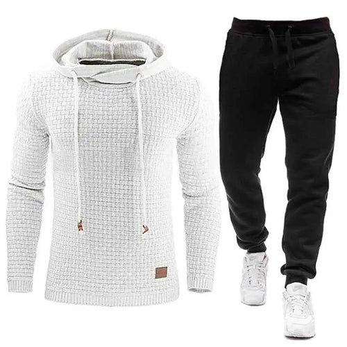 2021 New Men Tracksuit Hooded Sweatshirt and Pants Set Solid Color Casual Sportswear S to 5XL Plus Size