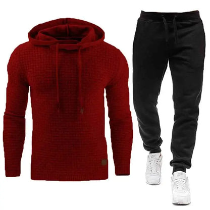 2021 New Men Tracksuit Hooded Sweatshirt and Pants Set Solid Color Casual Sportswear S to 5XL Plus Size