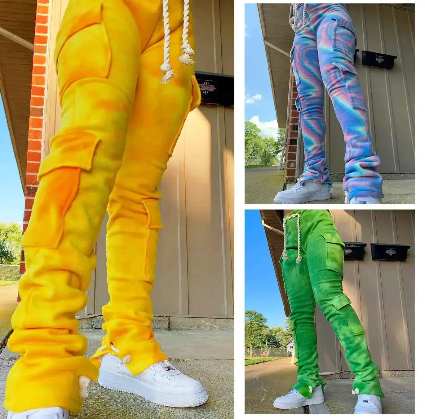 Women's Red Cargo Joggers Sweatpants High Waist Harajuku Streetwear Goth Trousers