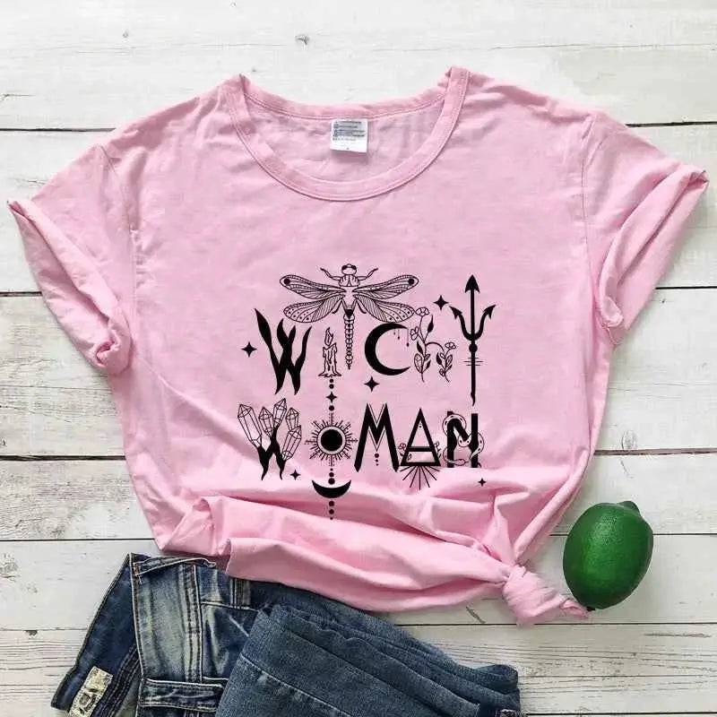 Witchy Woman 100 Percent Cotton T Shirt Gothic Graphic Tee For Women Casual Top Sizes S To XXXL