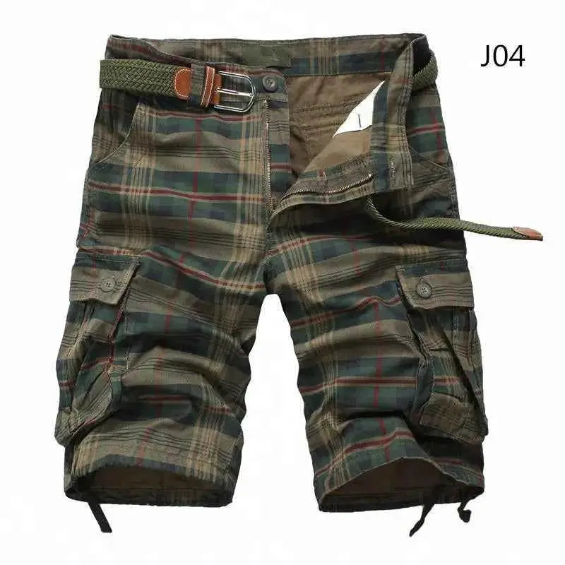 Mens Shorts 2025 Fashion Plaid Beach Shorts Casual Camo Camouflage Military Bermuda Cargo Overalls