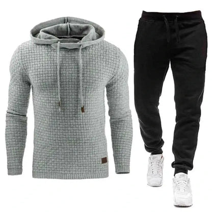 2021 New Men Tracksuit Hooded Sweatshirt and Pants Set Solid Color Casual Sportswear S to 5XL Plus Size
