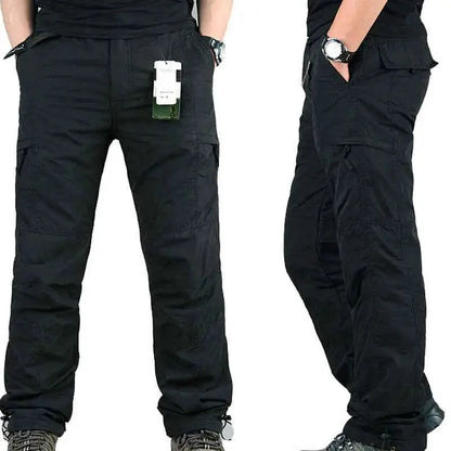 Men's Winter Cargo Pants Thick Fleece Lined Cotton Multi Pocket Trousers For Outdoor Sports MY327