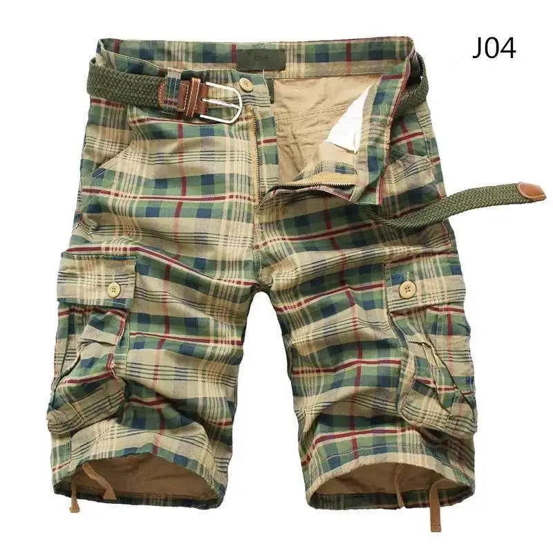 Mens Shorts 2025 Fashion Plaid Beach Shorts Casual Camo Camouflage Military Bermuda Cargo Overalls