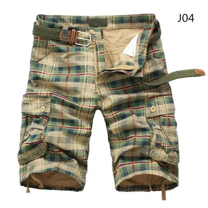 Mens Shorts 2025 Fashion Plaid Beach Shorts Casual Camo Camouflage Military Bermuda Cargo Overalls