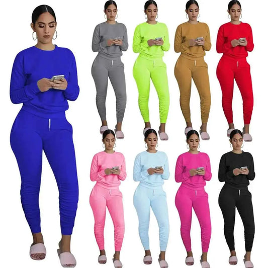 Fall Casual Women Two Piece Tracksuit Set Long Sleeve Sweatshirt Top And Jogger Sweatpants Matching Outfit