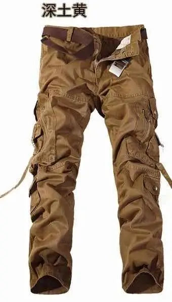 Mens Tactical Cargo Pants Multi Pocket Washed Cotton Loose Fit Overalls For Men Sizes 28 To 42