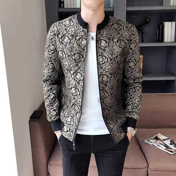 Men's Jacquard Slim Fit Bomber Jacket