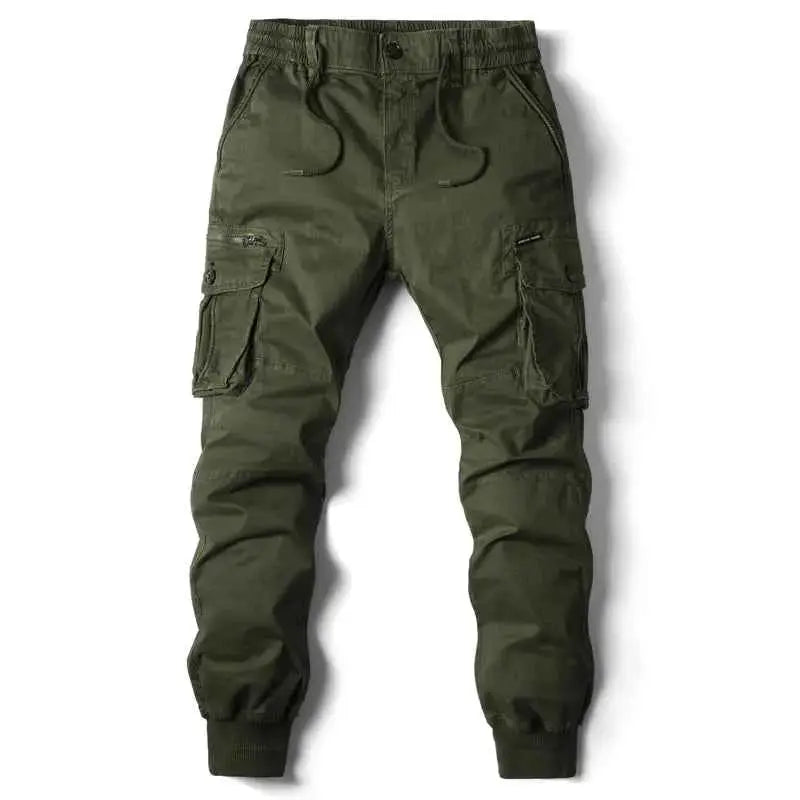 Mens Cargo Pants Cotton Full Length Jogging Casual Trousers Military Style Streetwear Work Tactical Plus Size