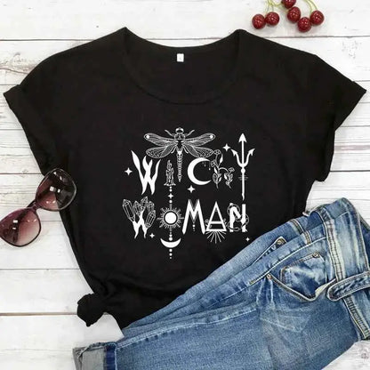 Witchy Woman 100 Percent Cotton T Shirt Gothic Graphic Tee For Women Casual Top Sizes S To XXXL