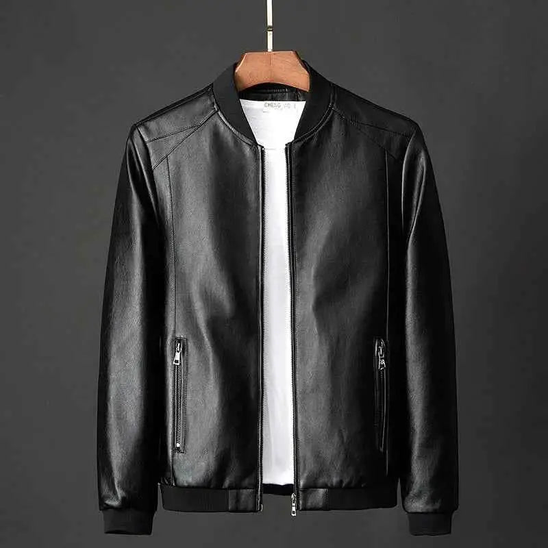 Men Leather Bomber Motorcycle Jacket PU Leather Black Plus Size 7XL Casual Fashion Comfort