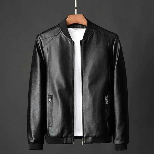 Men Leather Bomber Motorcycle Jacket PU Leather Black Plus Size 7XL Casual Fashion Comfort