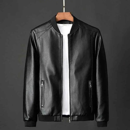 Mens Leather Bomber Jacket PU Leather Motorcycle Biker Style Baseball Casual Plus Size 7XL 2020 Fashion J410
