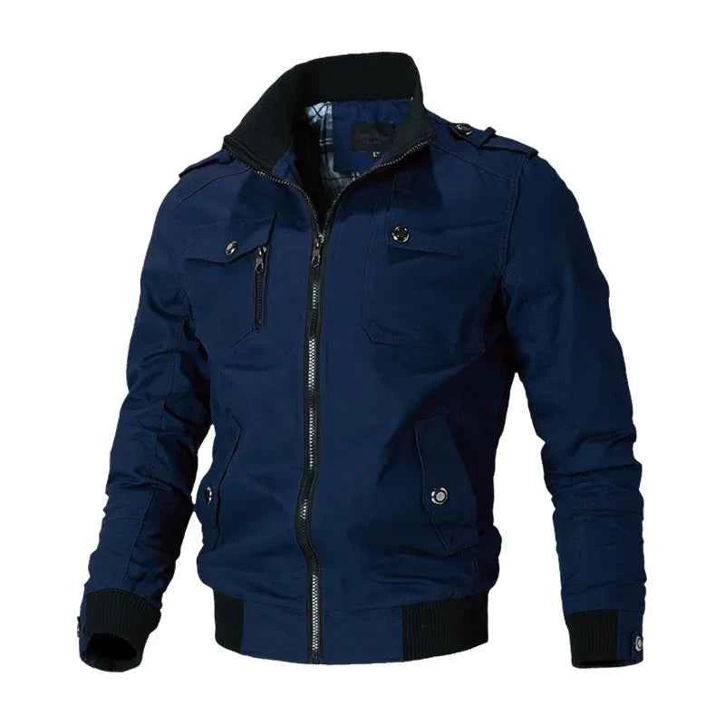 Mens Bomber Jacket Windbreaker Coat Stand Collar Slim Fit Solid Spring Autumn Casual Outerwear