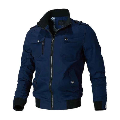 Mens Bomber Jacket Windbreaker Coat Stand Collar Slim Fit Solid Spring Autumn Casual Outerwear