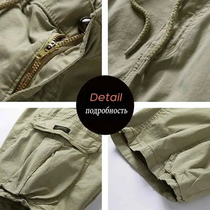 Men's Summer Cargo Shorts Cotton Breathable Quick Dry Multi Pocket Hip Hop Style Casual Shorts