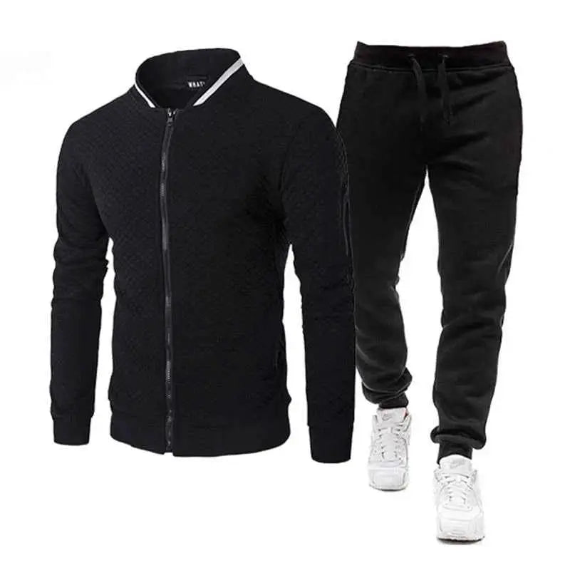 Mens Two Piece Tracksuit Set Colorblock Jogging Suit For Autumn Winter Gym Wear Sports Outfit