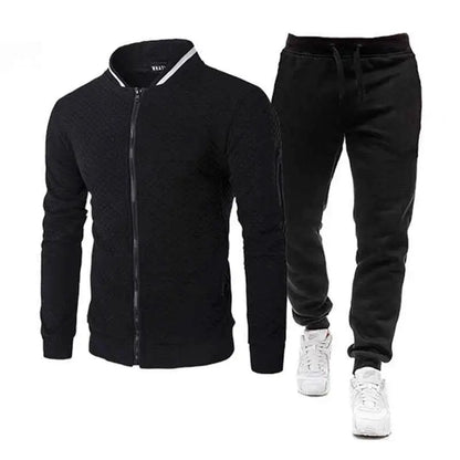 Mens Two Piece Tracksuit Set Colorblock Jogging Suit For Autumn Winter Gym Wear Sports Outfit