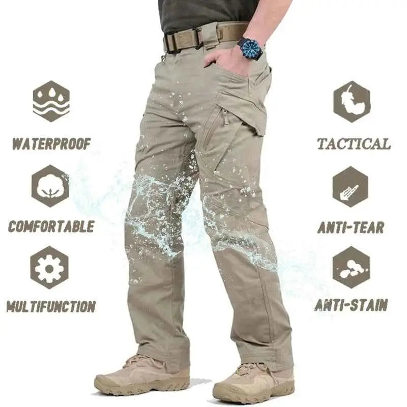 IX9 City Military Tactical Pants For Men SWAT Combat Army Hiking Cargo Waterproof Outdoor Trousers