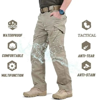 IX9 City Military Tactical Pants For Men SWAT Combat Army Hiking Cargo Waterproof Outdoor Trousers