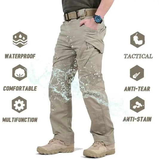 IX9 City Military Tactical Pants For Men SWAT Combat Army Hiking Cargo Waterproof Outdoor Trousers