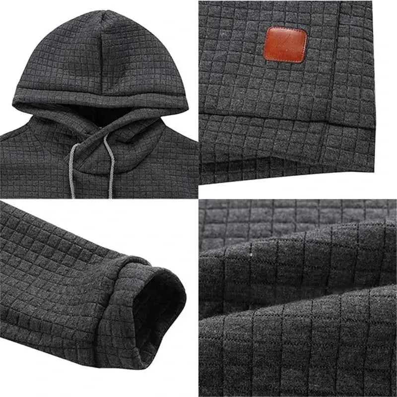 2021 New Men Tracksuit Hooded Sweatshirt and Pants Set Solid Color Casual Sportswear S to 5XL Plus Size