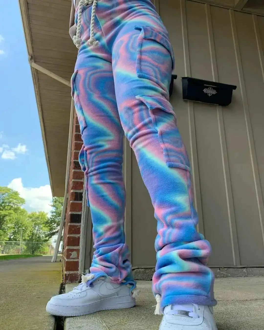 Women's Red Cargo Joggers Sweatpants High Waist Harajuku Streetwear Goth Trousers