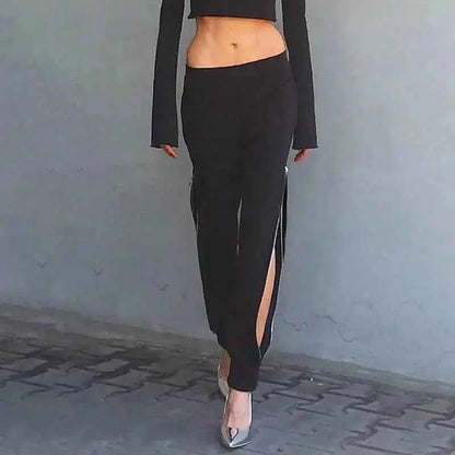 BKLD 2025 Women Harem Pants Black High Waist Side Zipper Loose Trousers Summer Casual Wear
