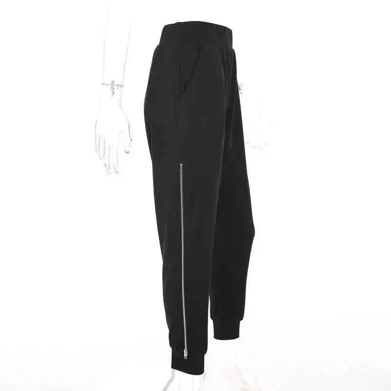BKLD 2025 Women Harem Pants Black High Waist Side Zipper Loose Trousers Summer Casual Wear