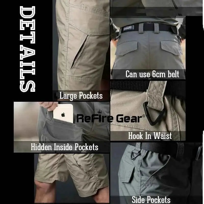 Summer Men's Tactical Cargo Shorts Waterproof Camouflage Ripstop Cotton Shorts For Army Military And Casual Wear