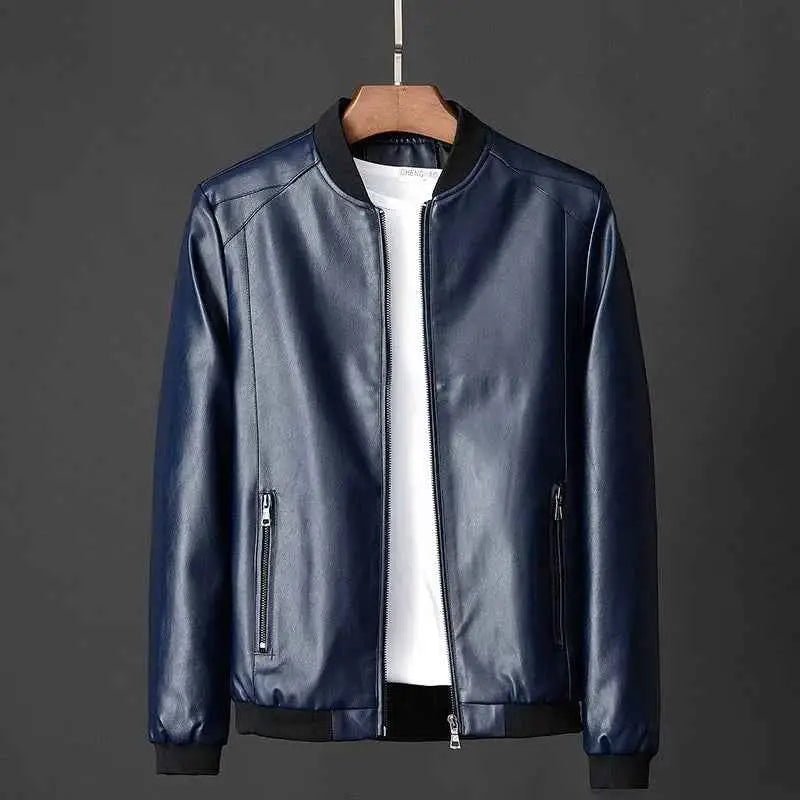 Men Leather Bomber Motorcycle Jacket PU Leather Black Plus Size 7XL Casual Fashion Comfort