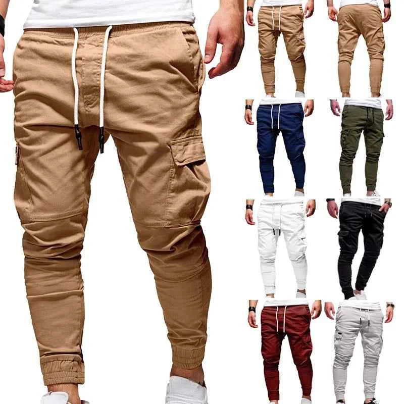 Men's Oversize Cargo Pants 2025 New Casual Solid Drawstring Elastic Waist Joggers Sweatpants Streetwear