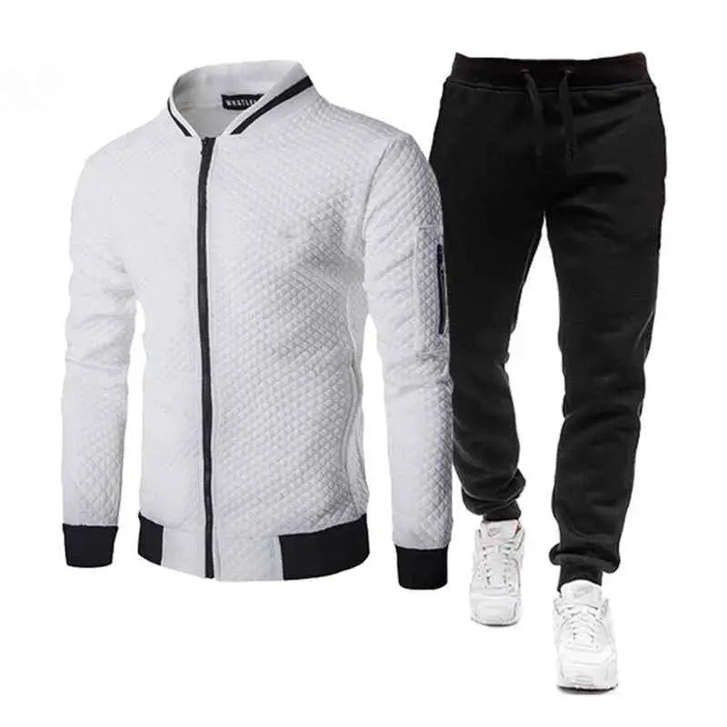 Mens Two Piece Tracksuit Set Colorblock Jogging Suit For Autumn Winter Gym Wear Sports Outfit