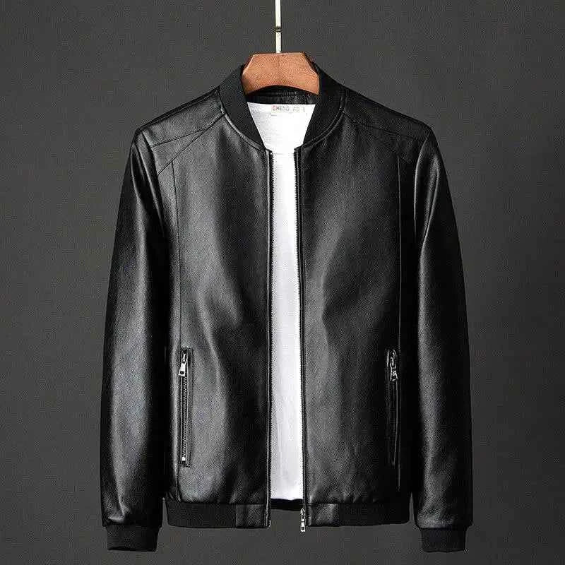 Mens Leather Bomber Jacket PU Leather Motorcycle Biker Style Baseball Casual Plus Size 7XL 2020 Fashion J410