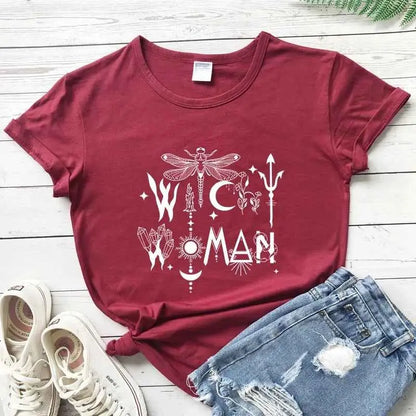 Witchy Woman 100 Percent Cotton T Shirt Gothic Graphic Tee For Women Casual Top Sizes S To XXXL