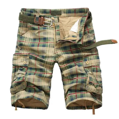 Mens Shorts 2025 Fashion Plaid Beach Shorts Casual Camo Camouflage Military Bermuda Cargo Overalls