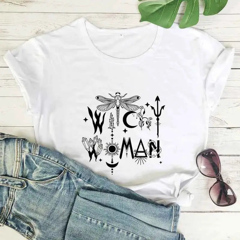 Witchy Woman 100 Percent Cotton T Shirt Gothic Graphic Tee For Women Casual Top Sizes S To XXXL