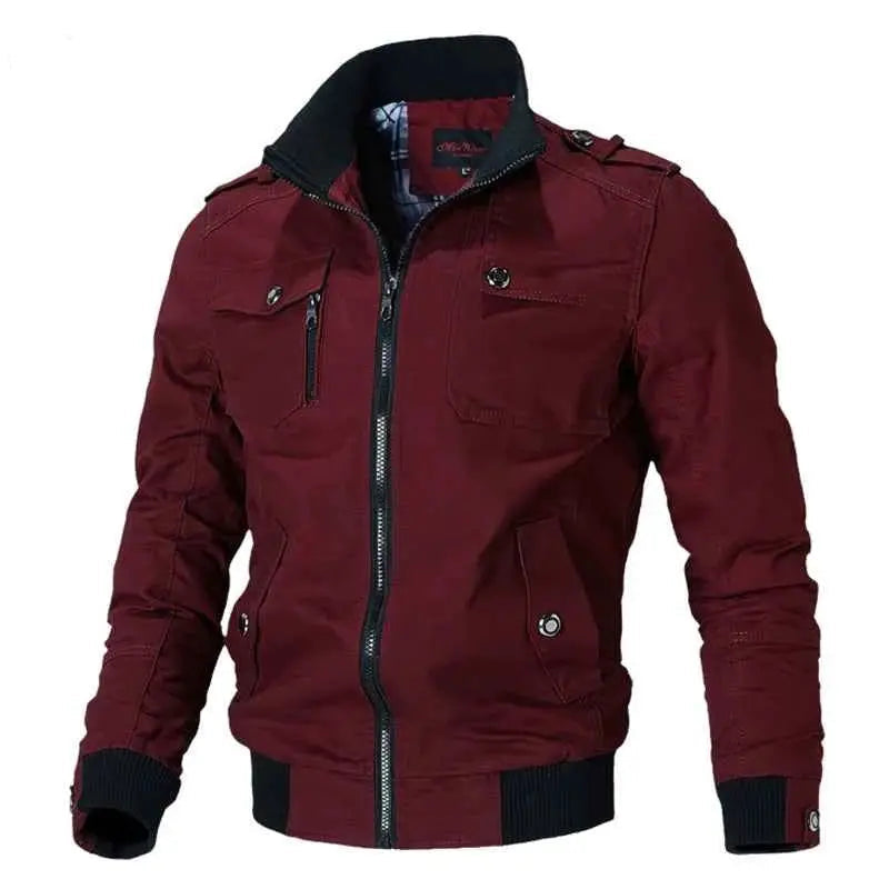 Mens Bomber Jacket Windbreaker Coat Stand Collar Slim Fit Solid Spring Autumn Casual Outerwear