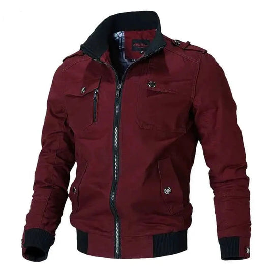 Mens Bomber Jacket Windbreaker Coat Stand Collar Slim Fit Solid Spring Autumn Casual Outerwear