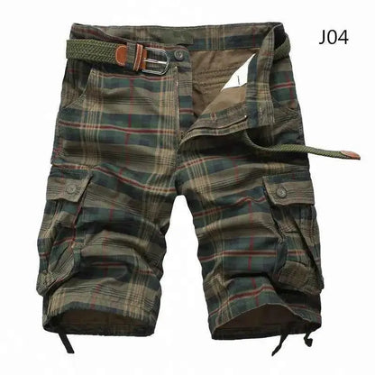 Mens Shorts 2025 Fashion Plaid Beach Shorts Casual Camo Camouflage Military Bermuda Cargo Overalls
