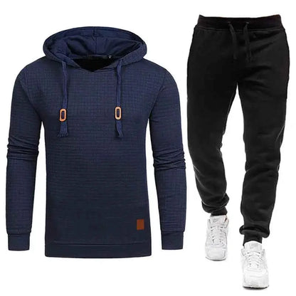 2021 New Men Tracksuit Hooded Sweatshirt and Pants Set Solid Color Casual Sportswear S to 5XL Plus Size