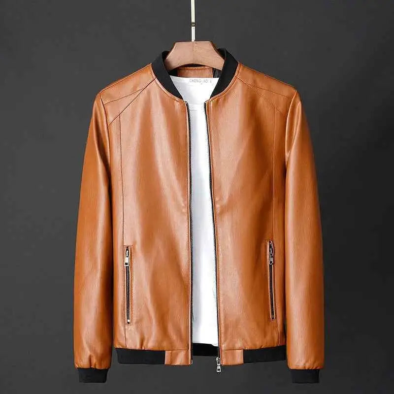 Men Leather Bomber Motorcycle Jacket PU Leather Black Plus Size 7XL Casual Fashion Comfort