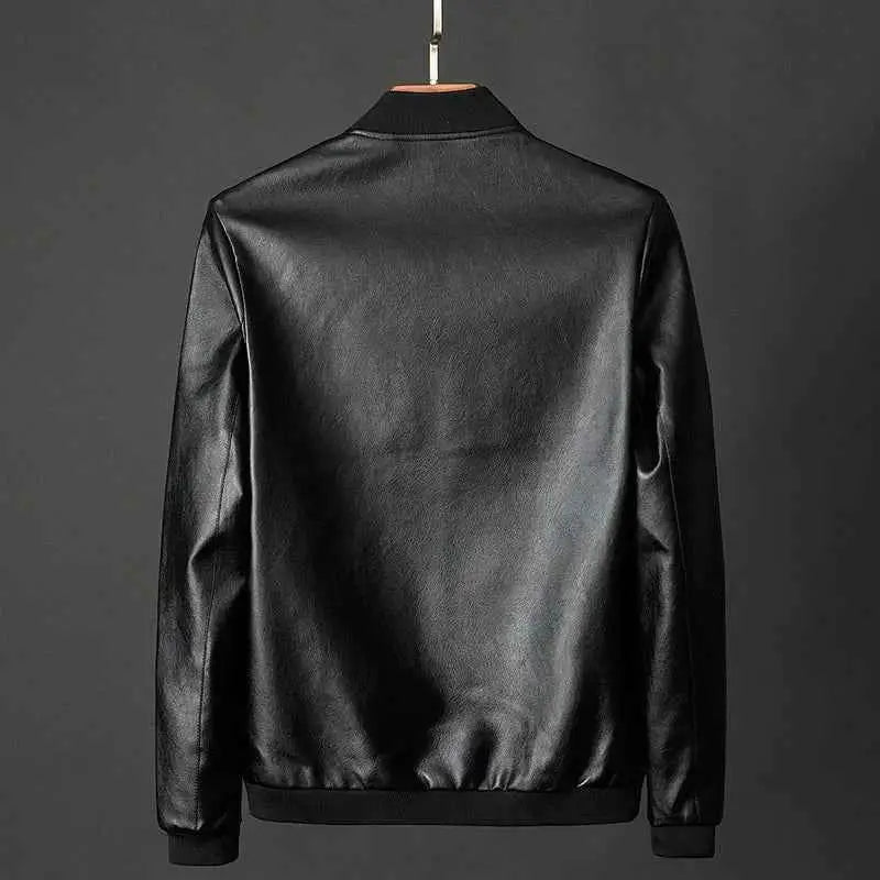 Men Leather Bomber Motorcycle Jacket PU Leather Black Plus Size 7XL Casual Fashion Comfort