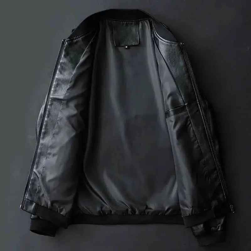 Mens Leather Bomber Jacket PU Leather Motorcycle Biker Style Baseball Casual Plus Size 7XL 2020 Fashion J410