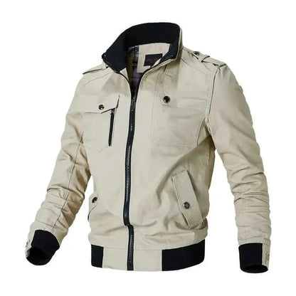Mens Bomber Jacket Windbreaker Coat Stand Collar Slim Fit Solid Spring Autumn Casual Outerwear