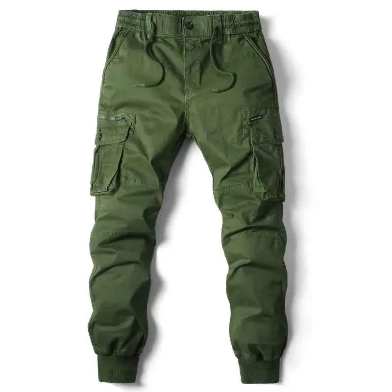 Mens Cargo Pants Cotton Full Length Jogging Casual Trousers Military Style Streetwear Work Tactical Plus Size