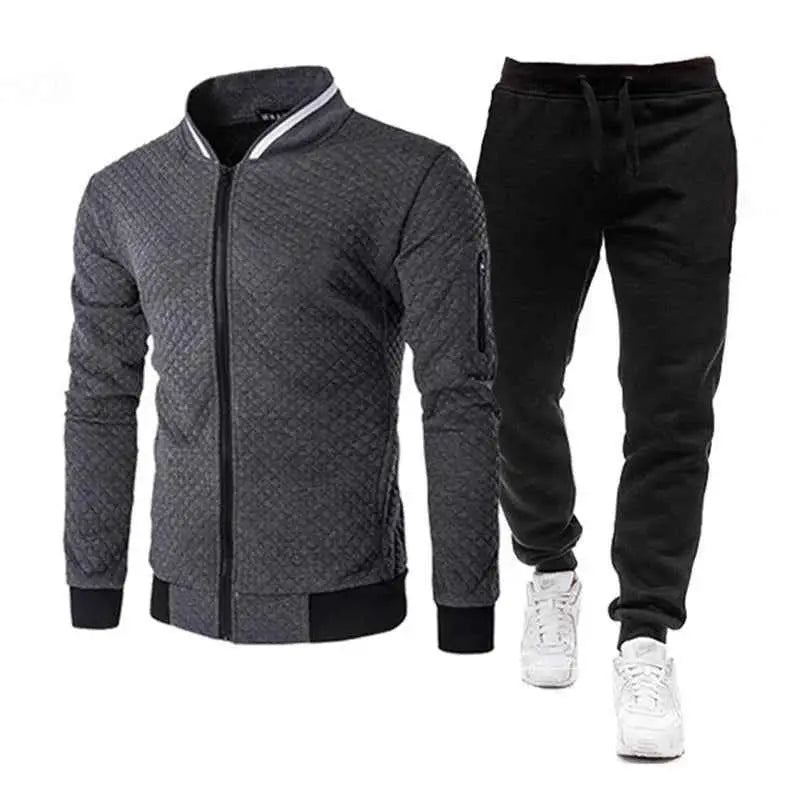 Mens Two Piece Tracksuit Set Colorblock Jogging Suit For Autumn Winter Gym Wear Sports Outfit