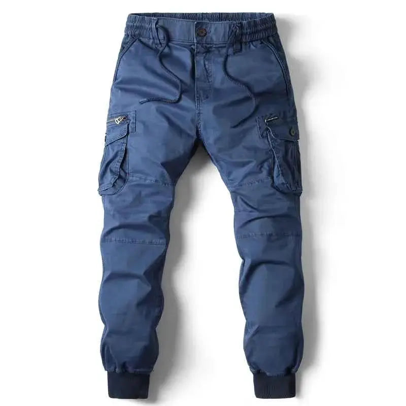 Mens Cargo Pants Cotton Full Length Jogging Casual Trousers Military Style Streetwear Work Tactical Plus Size