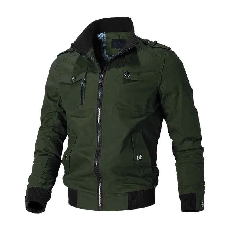 Mens Bomber Jacket Windbreaker Coat Stand Collar Slim Fit Solid Spring Autumn Casual Outerwear
